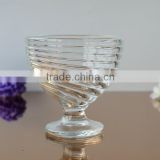 Clear durable glass cup for ice cream with 280ml capacity