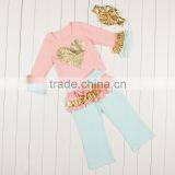 Christmas Tree Children Boutique Clothing Sets Girls Christmas Outfit Days Outfits Kids Clothes For Santa Sequin Gold Ruffles thumbnail-2