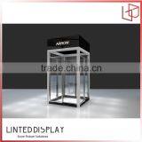 Hot sale cosmetics display stand kiosk, toiletry display cosmetic cabinet, cosmetic display with spot lights