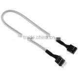 9 Pin Audio Extension Cable 45cm - Sleeved Grey / Black thumbnail-1