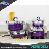 High Quality Stainless Steel Cooking Pot Color Coating Wholesale Cookware With Glass Lid thumbnail-2