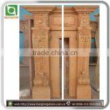 Stone Carving Yellow Fireplace Mantel With Flower thumbnail-2