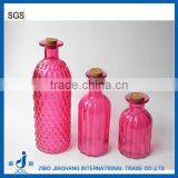 300ml Portico Vertical Stripe Colored Glass Bottle With Wooden Cork thumbnail-1