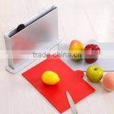 4pcs Plastic Cutting Board Set With Holder for Kitchen