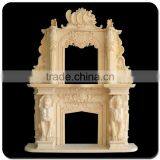 Hand Carved Indoor Overmantel Artificial Marble Fireplace Surround thumbnail-1