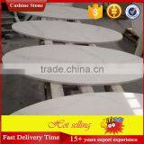 White Calacatta Gold Marble Surface Quartz Stone Round Dining Table Top thumbnail-5