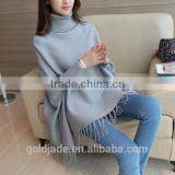 2016 Korea Knitwear Sweater New Design Poncho Cloak Sweater With Tassels thumbnail-2