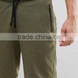 High Quality Cheapest New Design Custom Drawstring Waist Side Zip Pocket 100% Cotton Breathable Jersey Green Men's Sweat Shorts thumbnail-3