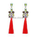 Bohemian Jewelry Rhinestone Gems With Long Colorful Tassel Charms Earrings for Women thumbnail-4