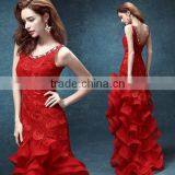 Sexy Formal Beaded Red Nighty Short Evening Dress With a Train thumbnail-1