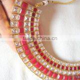 Crystal Ruby Bollywood Necklace Jhumka EARRING Set thumbnail-4