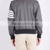 2017 New Design Stripe Print Grey Bomber Jacket 100% Polyester Shell Size Medium Custom Label Sports Jacket With Mesh Lining thumbnail-2