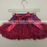 2015 Hot sale! wine red Posh Soft Chiffon ruffles tutu skirts Baby Girls big bow girls tutu skirts baby dress