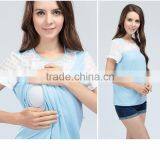 Nursing Top Short Sleeve Maternity Breast Feeding Tops Tanks for Pregnant Women thumbnail-1