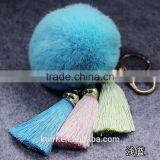 Real Rex Rabbit Fur Ball Plush Keychain Woman Bag Charm Tassel Keyring Pendant Car Key Chain Ring Fashion Jewelry thumbnail-6