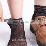 WS-33 Women Lace Ruffle Ankle Sock Soft Comfy Sheer Silk Cotton Elastic Mesh Knit Frill Trim Transparent Women's Socks thumbnail-3