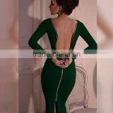 New Arrive Autumn Lady Elegant Dress Long Sleeve Full Zipper Tight Pencil Dress thumbnail-3