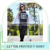 Promotional Large Size S-L Black White OEM Letter Printed Women Tops Shirts Tee Shirt for Women thumbnail-2