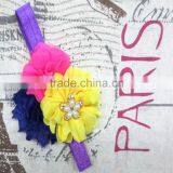 Boutique Tripple Shabby Chiffon Flower Toddler Head Bands In Stock, Girl Baby Hair Accessories thumbnail-2