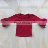 LY-087 Wholesale Persnickety Baby Girl Blank Shirt Lantern Sleeve Toddler Plain t Shirt Baby Clothing thumbnail-2