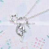 New Fashion Necklace Link Cable Chain Antique Silver Fairy Moon Star Pendants 51.6cm Long thumbnail-2