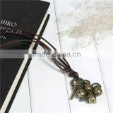 Velvet Suede Punk Style Adjustable Necklace Antique Bronze Coffee Halloween Skeleton Skull Cross For Men & Women 40cm Long thumbnail-3