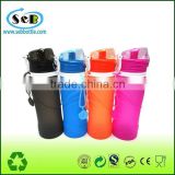2016 novelty gifts Best Eco friendly small silicon squeeze bottles foldable water bottle with flip lid