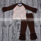 Yawoo Low Price Thanksgiving Raglan Clothing for Children Girls Clothing Boutique