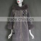 Winter New Product the Newest Style Gray Genuine Shearing Jacket Chashmere Parka Coat With Fur Collar for Women thumbnail-1