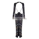 Latest Celebrity Design Women Elegant Long Sleeve Backless Evening Sequins Beaded Maxi Party Dresses thumbnail-4