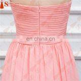 2016 Free Shipping Bridesmaid Dresses Coral Chiffon Sweetheart Cheap Brides Maid Dress Real Photo thumbnail-5