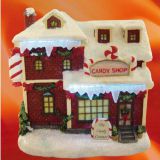 F/O COFFEE shop/GIFT SHOP/CANDY SHOP use batteries Polyresin Christmas House Decoration