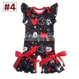 Baby Boutique Cotton Rompers Toddler Girl Spring Summer Flutter Sleeve Baseball Football Print Jumpsuit thumbnail-4