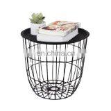 Customized Newest Design Home Storage Metal Wire Basket Round Tea Table With Lid thumbnail-1