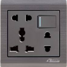 Metal Series 7pin Wall Switch Socket For Iraq ,Cambodia, Bangladesh Market