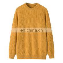 High-End Women's Winter Casual 100% Cashmere Sweater Long Sleeve Solid Pattern Crew Neck Knitted Weave With Front Logo thumbnail-6