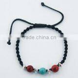 Macrame Bracelet Coral Turquoise & 925 Silver Saucer Beads thumbnail-1