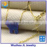 Hot Sale Synthetic Opal Elephant Pendant With Fashion S925 Sterling Silver Chain Necklace thumbnail-2