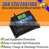 30A 12V/24V/48V solar home system charge controller with LCD display