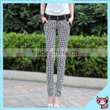 OEM Fashion Four Pockets Women's Check Pants Trousers thumbnail-1