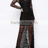 Black Lace Maxi Dress Mesh Lace Dress Ladies Sexy Transparent Lace Dress thumbnail-1