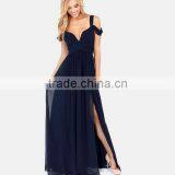 Women's Cute Dark Blue V-Neck Dress thumbnail-1