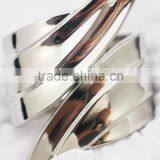 High Polished Stainless Steel Feather Leaves Bracelet Bangle thumbnail-3