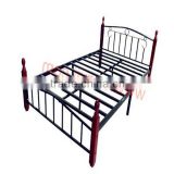 cheap metal double bed with wooden poster,modern iron bedroom design furniture sets China 2013 S-10