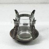 Plated Metal Candle Holder W/glass thumbnail-1