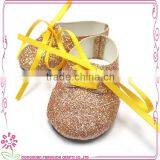 Shiny Gold Color Wholesale Doll Shoes 18" thumbnail-1