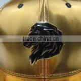 Custom High Quality Gold Leather Metal Plate Leather Strap Baseball Caps thumbnail-5