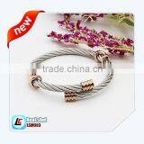 Fashion Jewelry Men Stainless Steel Twisted Wire Charm Bracelet thumbnail-1
