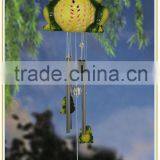 Electric Wind Chime With Solar Powered Led Lights Ceramic Garden Frog Decoration