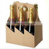 3 Bottle Wine Fluted Paper Packaging Carrier With Die-cut Handle thumbnail-1